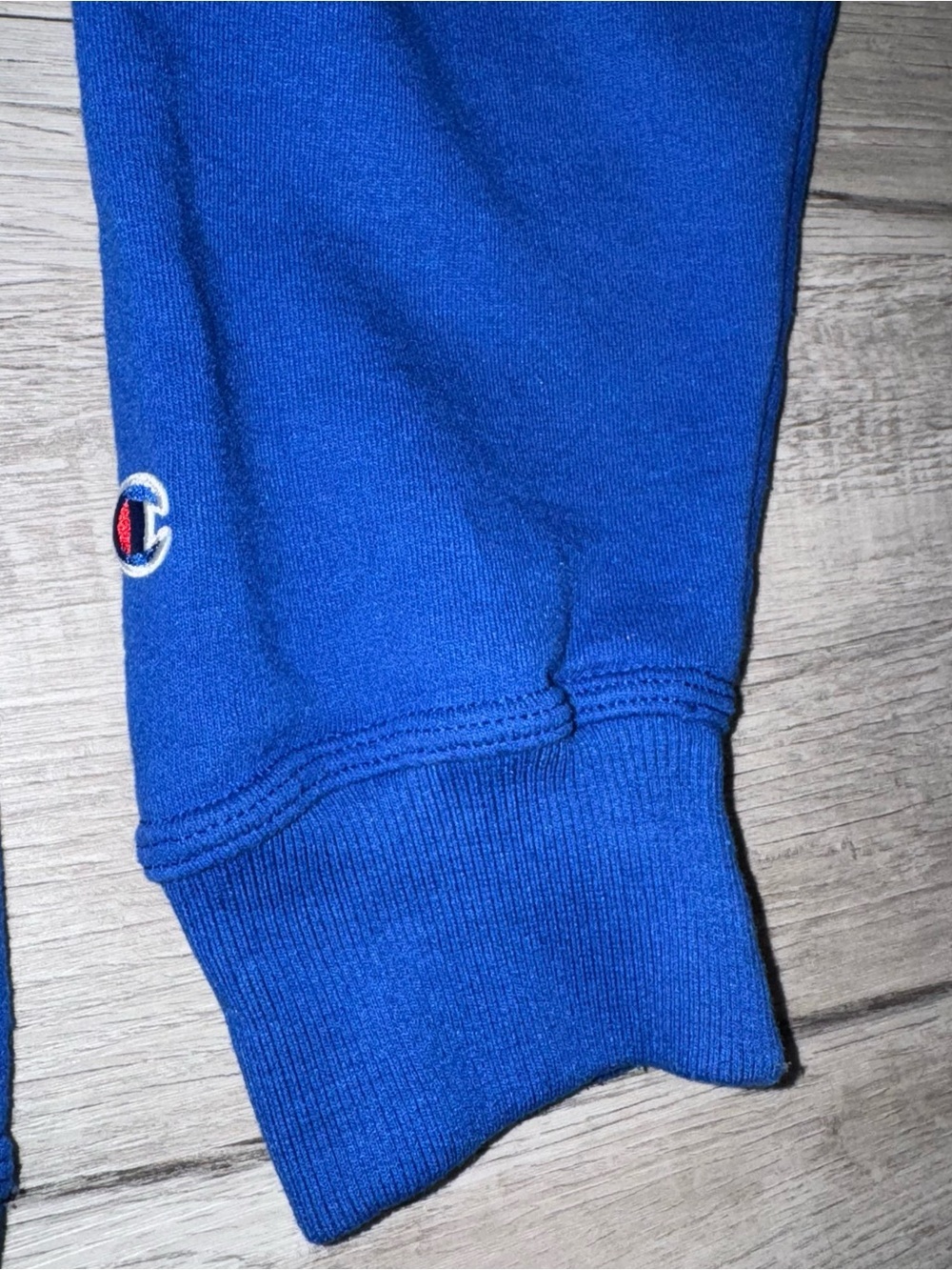 Champion Powerblend Fleece Crew Felt Script Logo Chainstitch GF88H Blue Sz XL - Picture 3 of 16